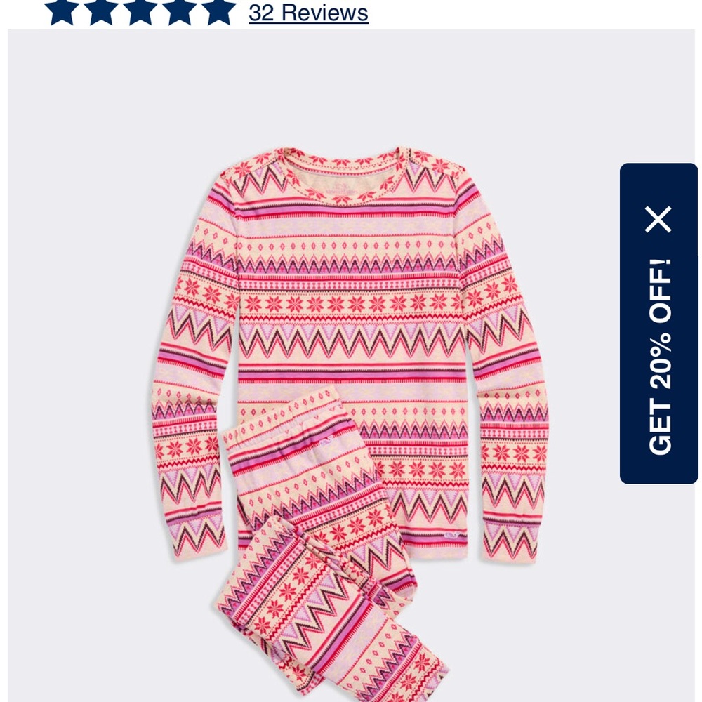 NWT Vineyard Vines Girls Pajamas in Pink and white winter design - Picture 5 of 5